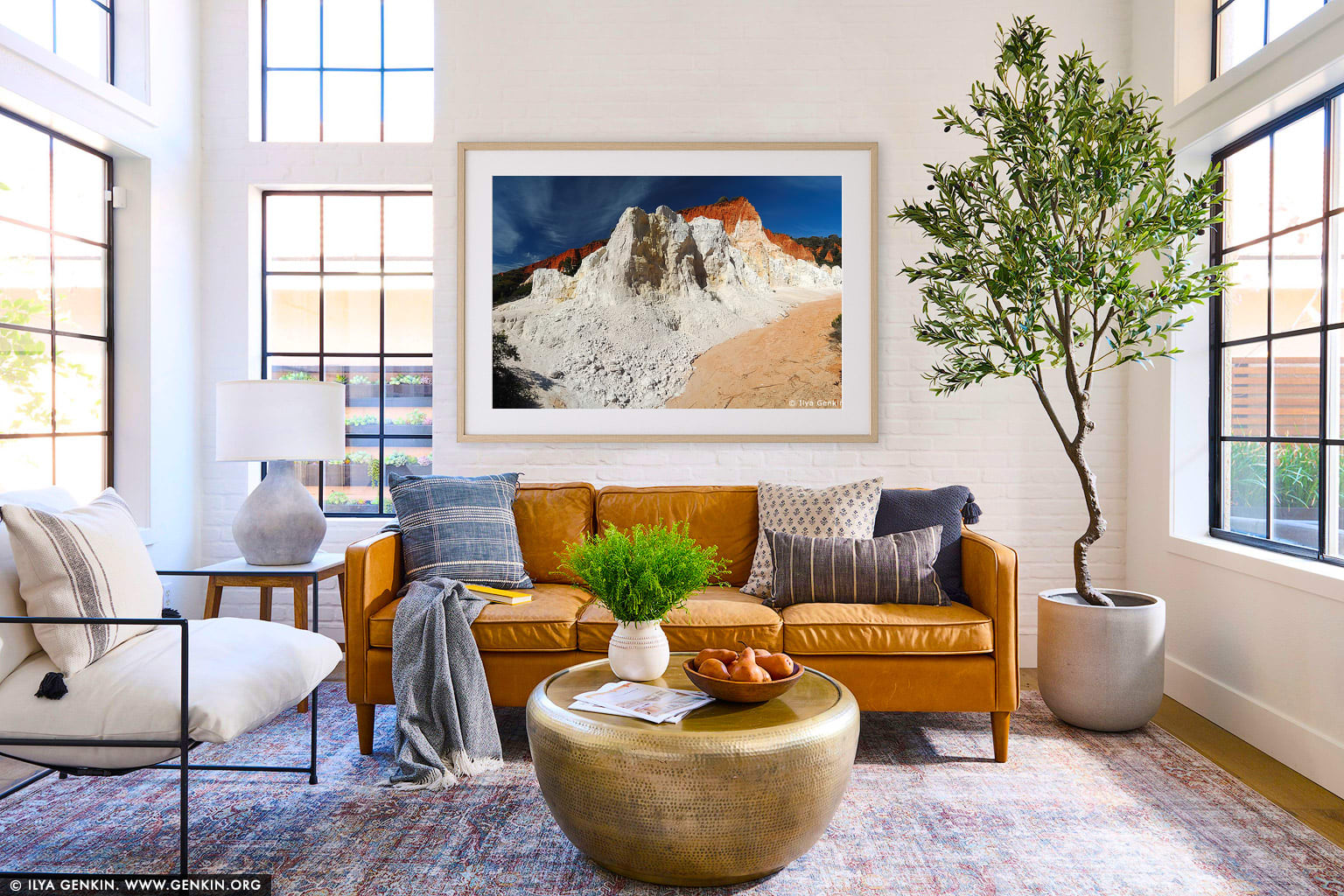 The Pinnacles wall art in a modern living room interior
