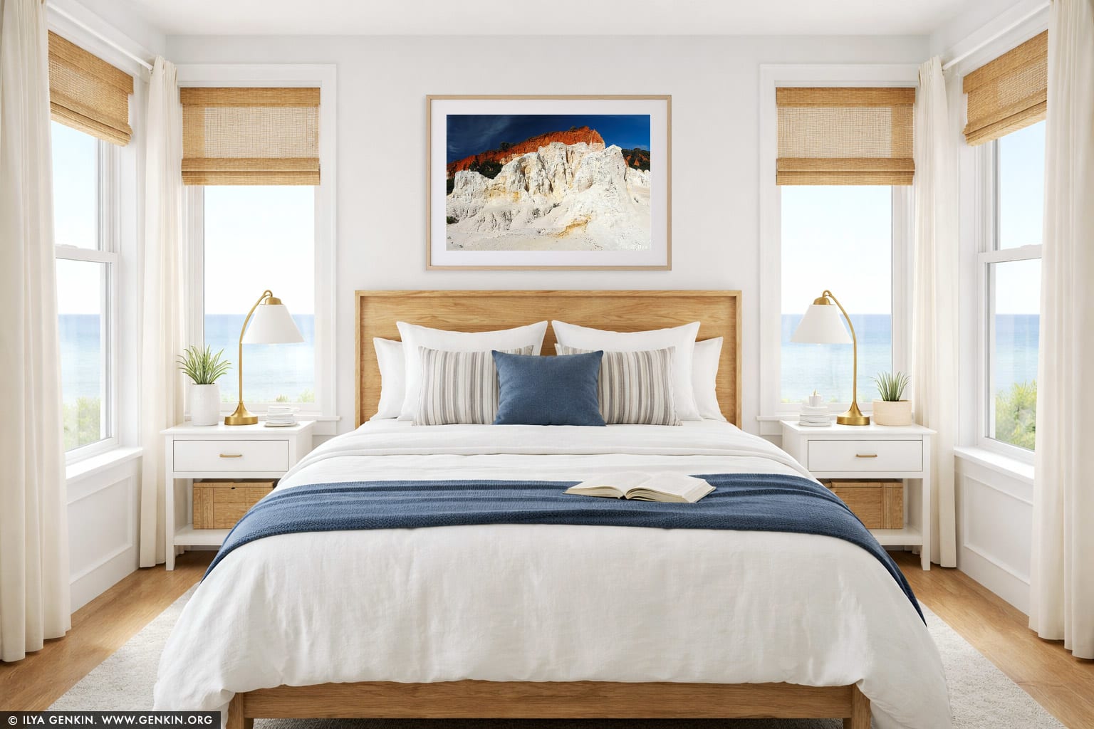 The Pinnacles wall art in a bedroom interior