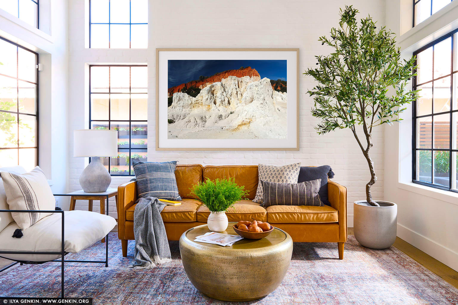 The Pinnacles wall art in a contemporary living room interior