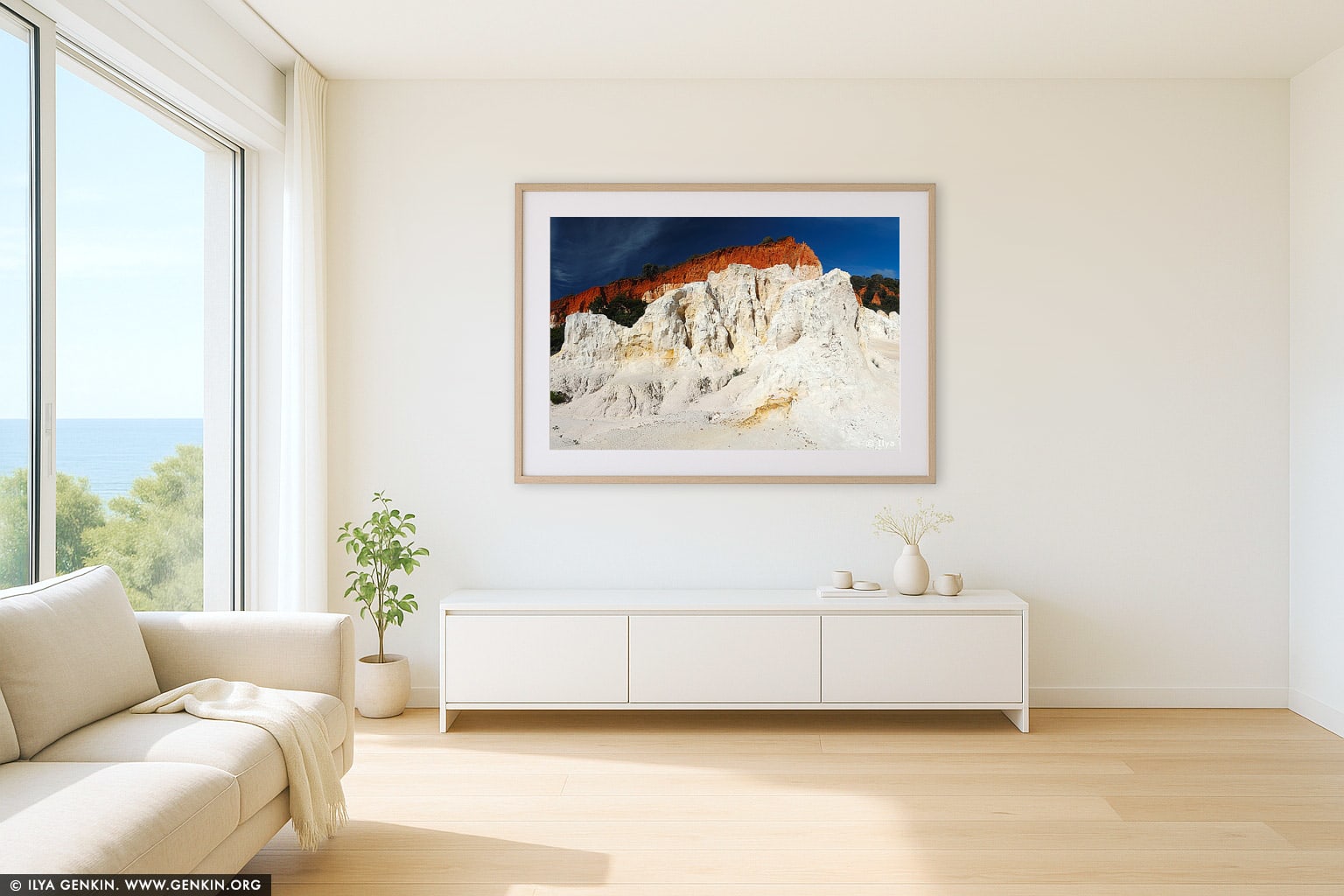 The Pinnacles wall art in a contemporary living room interior