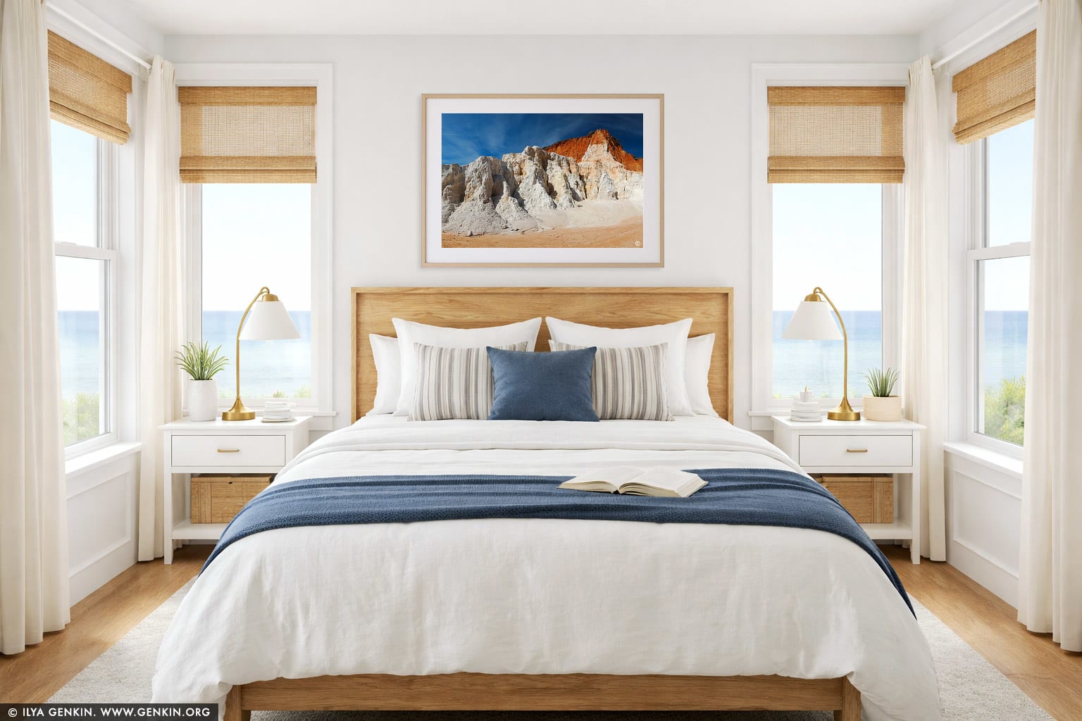 The Pinnacles wall art in a bedroom interior