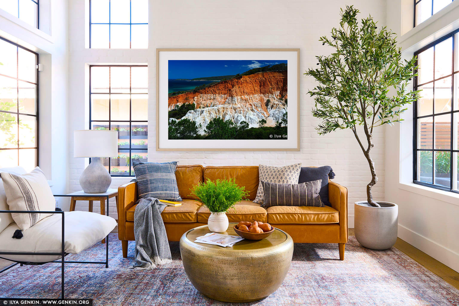 The Pinnacles wall art in a modern living room interior
