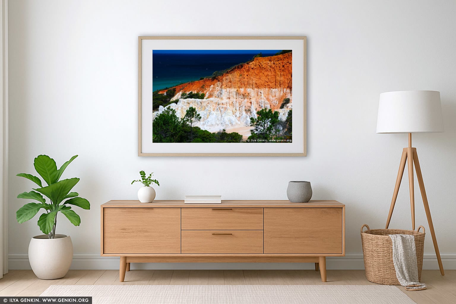The Pinnacles wall art in a minimalist living room interior