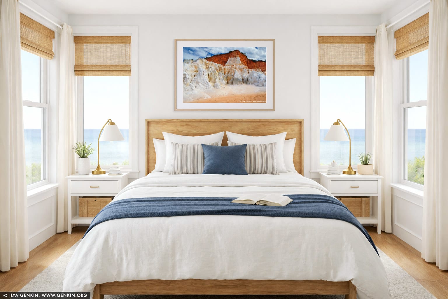 The Pinnacles wall art in a bedroom interior