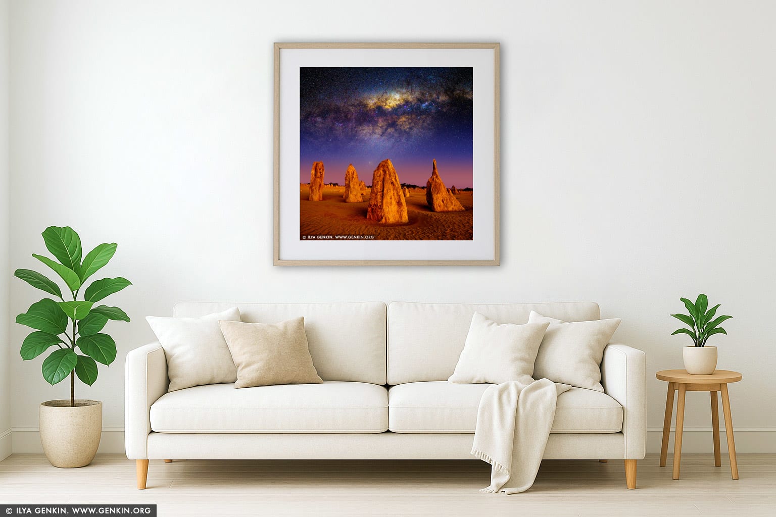 Starry Night in The Pinnacles Desert wall art in a contemporary living room interior