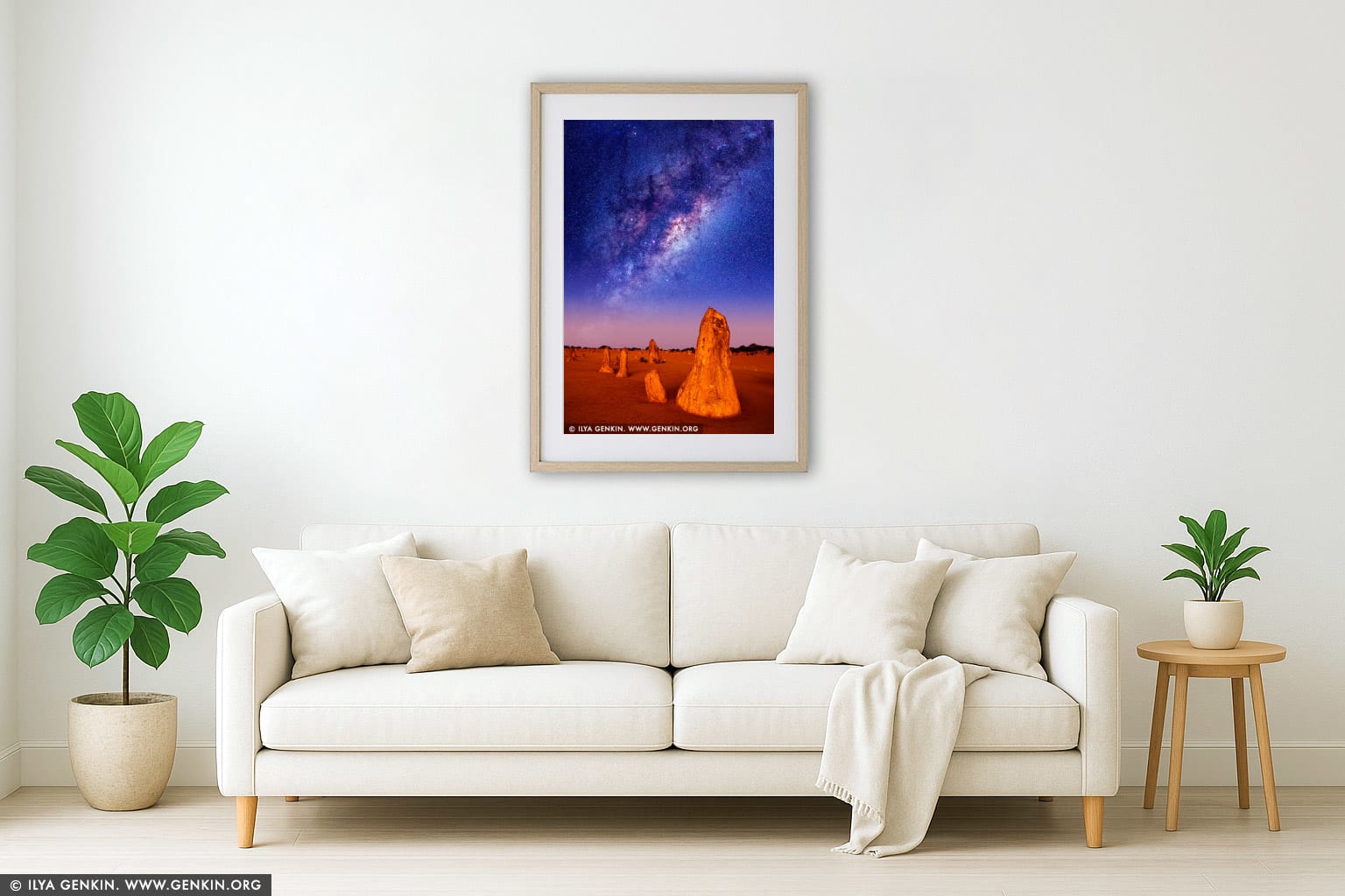 Starry Night in The Pinnacles Desert wall art in a modern living room interior