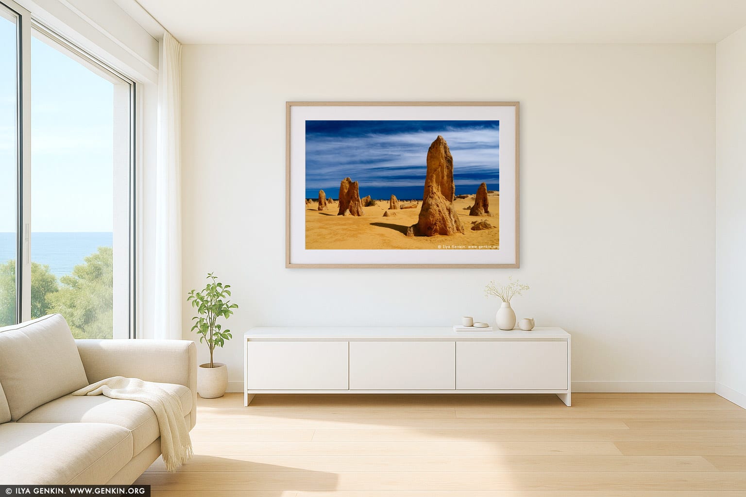 The Pinnacles wall art in a contemporary living room interior