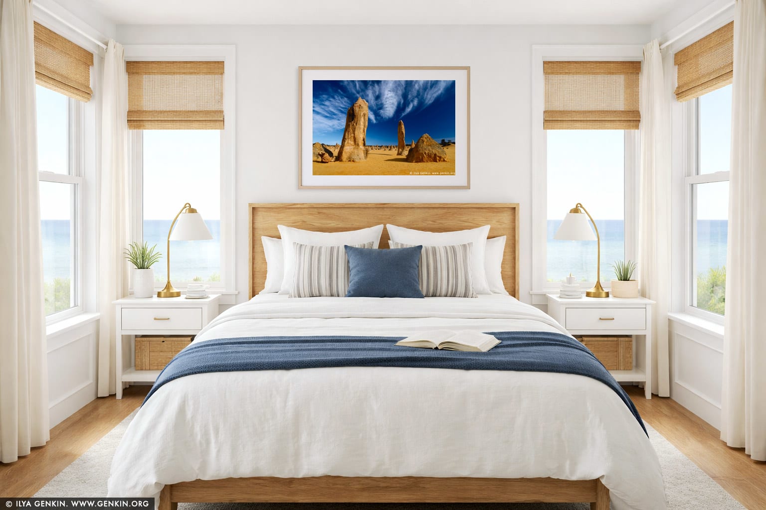 The Pinnacles wall art in a bedroom interior