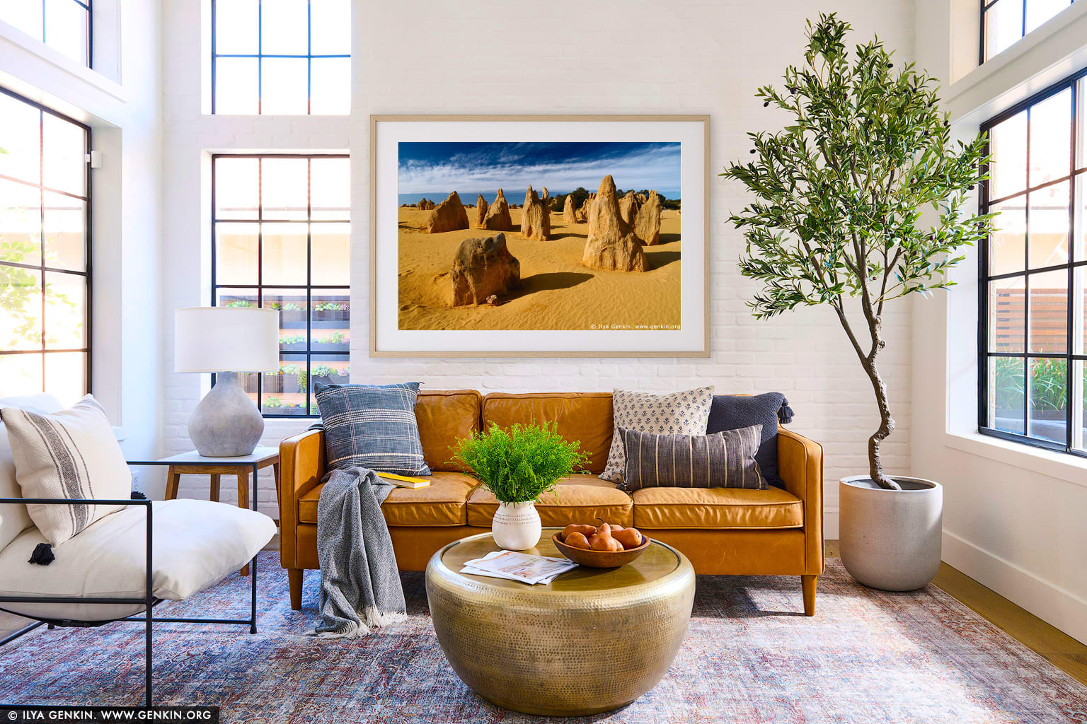 The Pinnacles wall art in a luxury living room interior