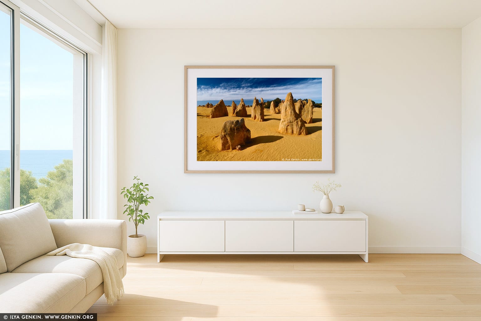 The Pinnacles wall art in a luxury living room interior