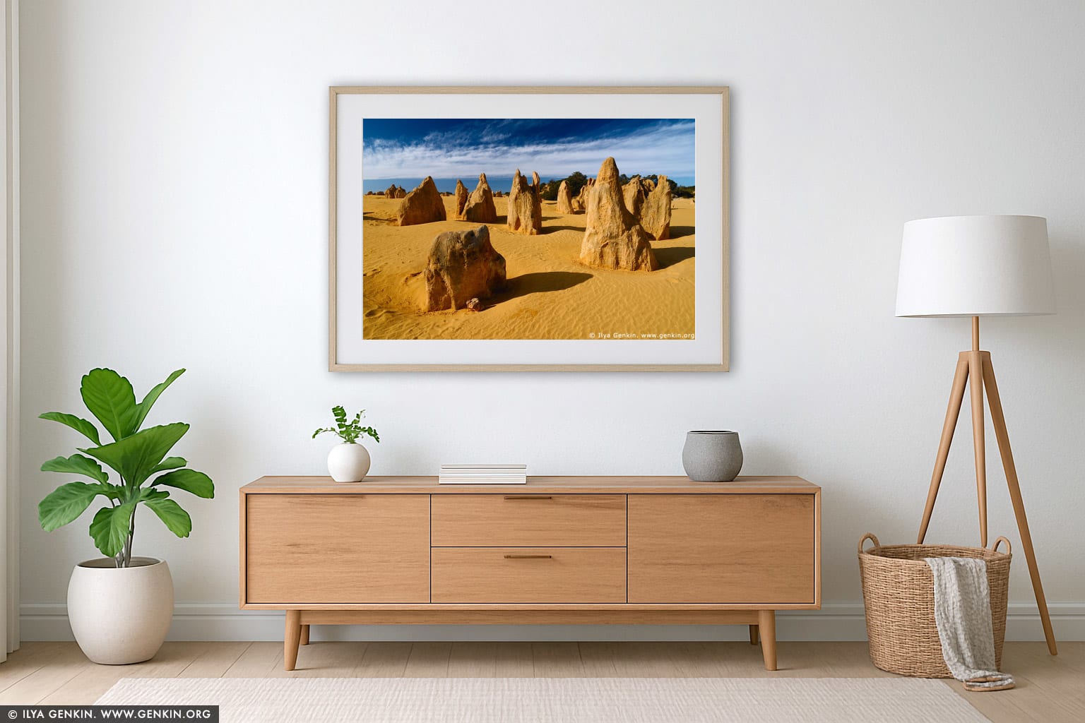 The Pinnacles wall art in a modern living room interior