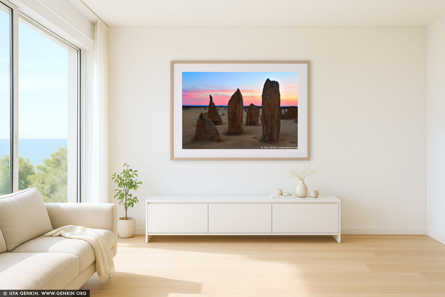 The Pinnacles wall art in a contemporary living room interior