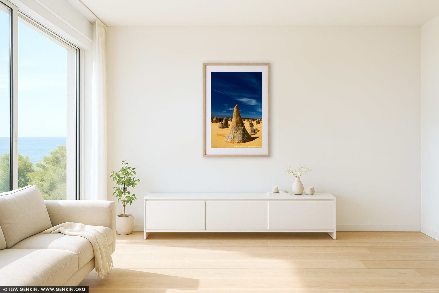 The Pinnacles at Nambung National Park wall art in a modern living room interior