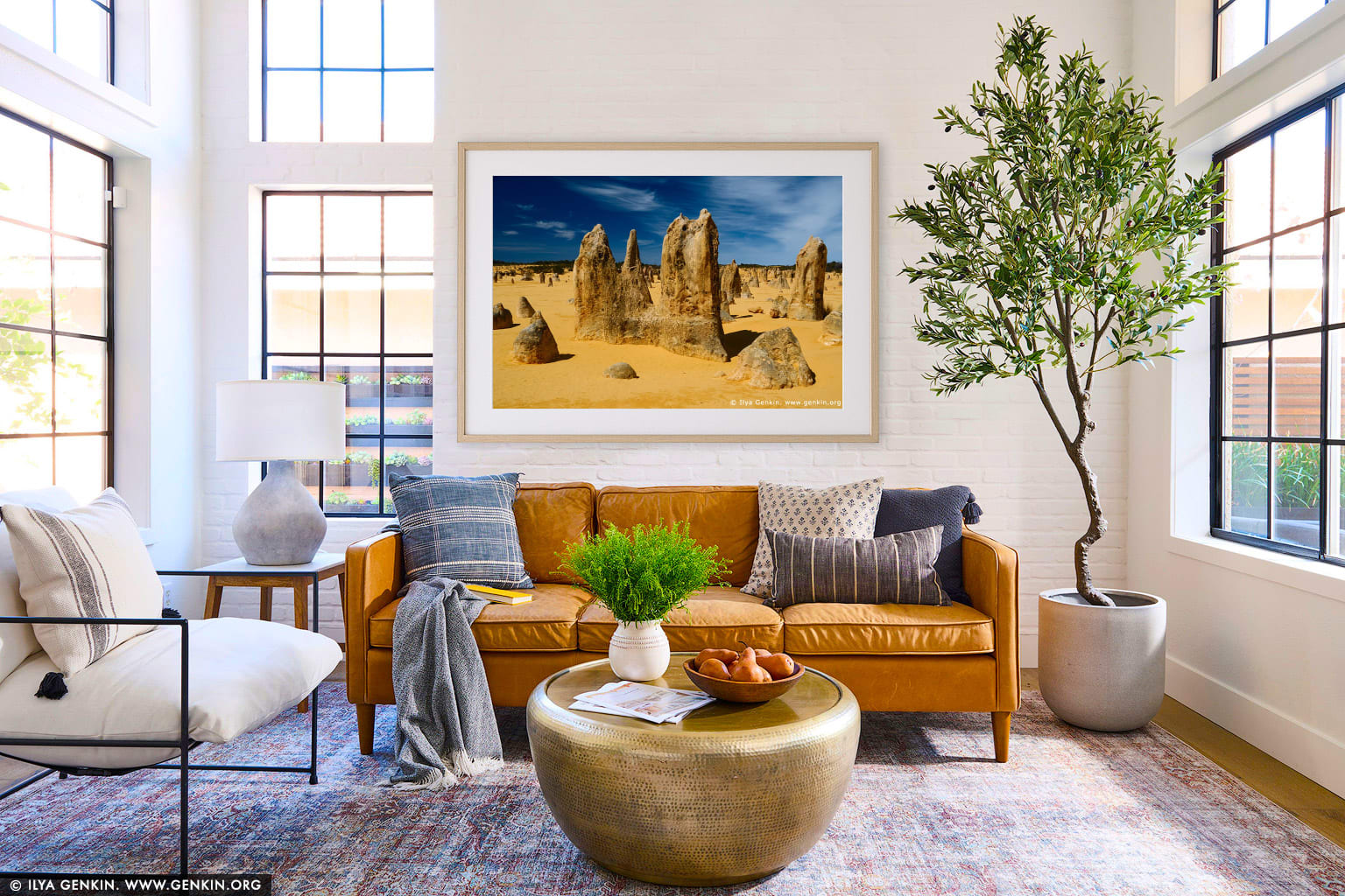 The Pinnacles at Nambung National Park wall art in a contemporary living room interior