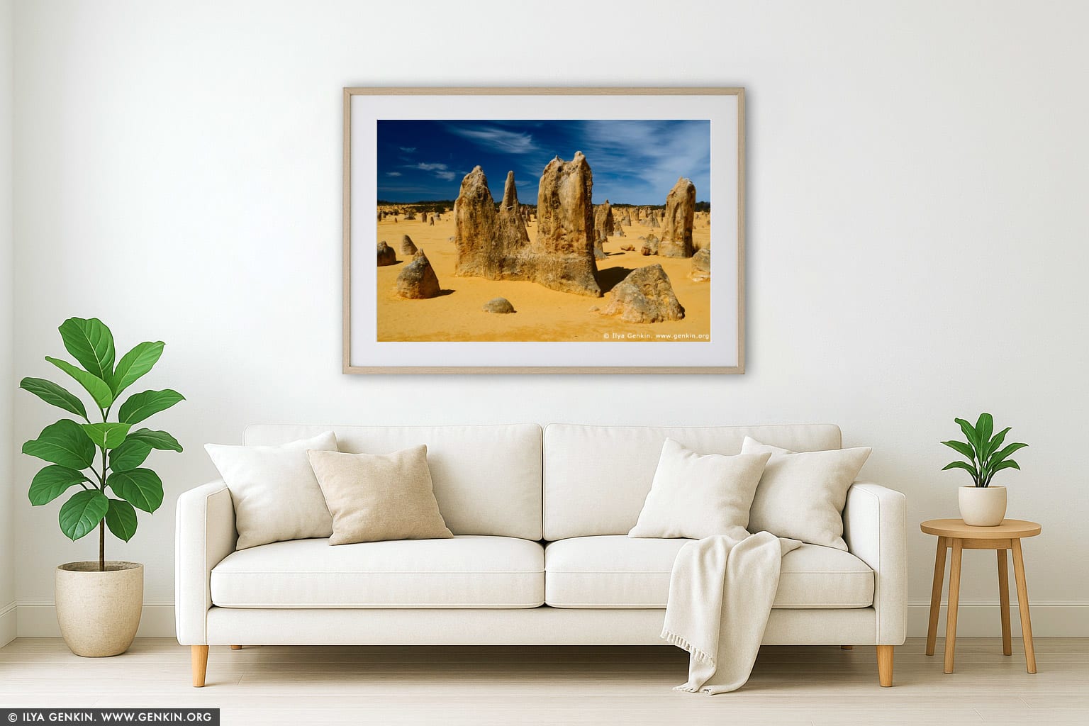 The Pinnacles at Nambung National Park wall art in a modern living room interior