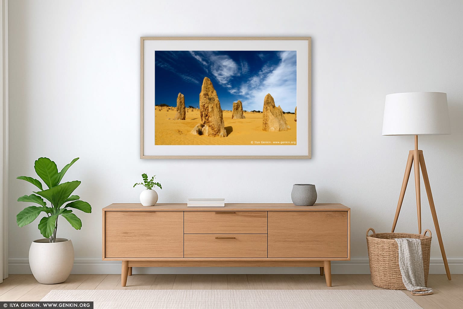 The Pinnacles at Nambung National Park wall art in a luxury living room interior