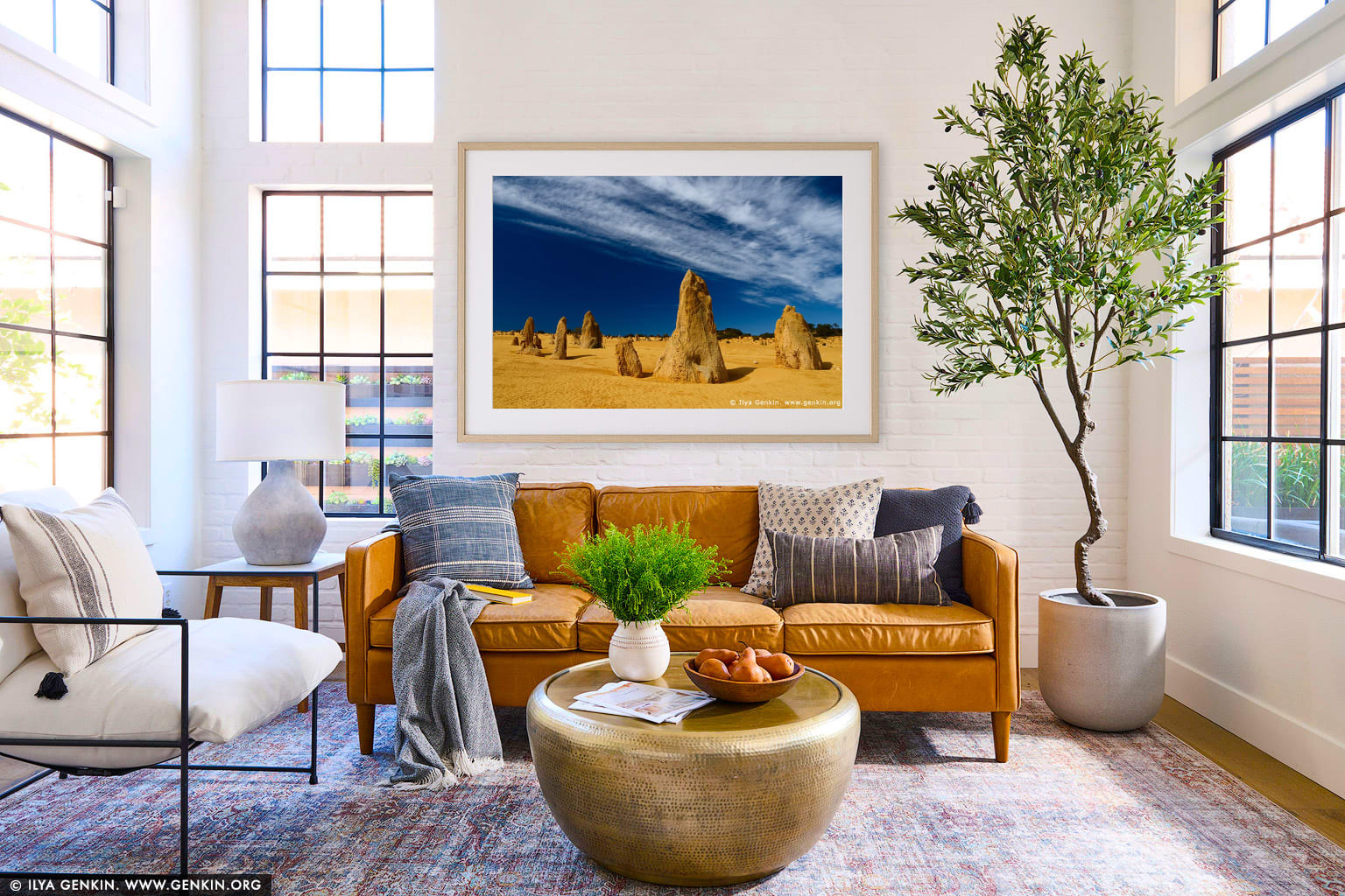 The Pinnacles at Nambung National Park wall art in a modern living room interior