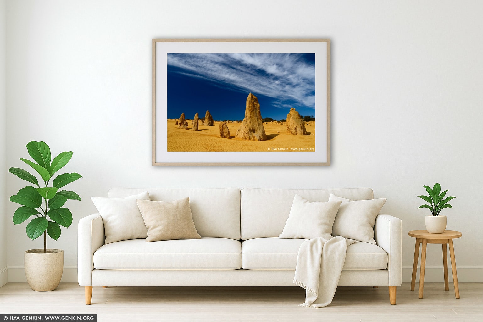 The Pinnacles at Nambung National Park wall art in a luxury living room interior