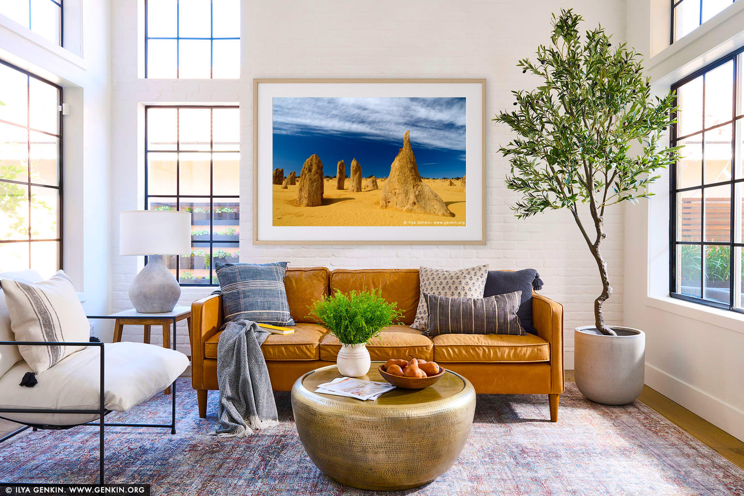 The Pinnacles at Nambung National Park wall art in a contemporary living room interior