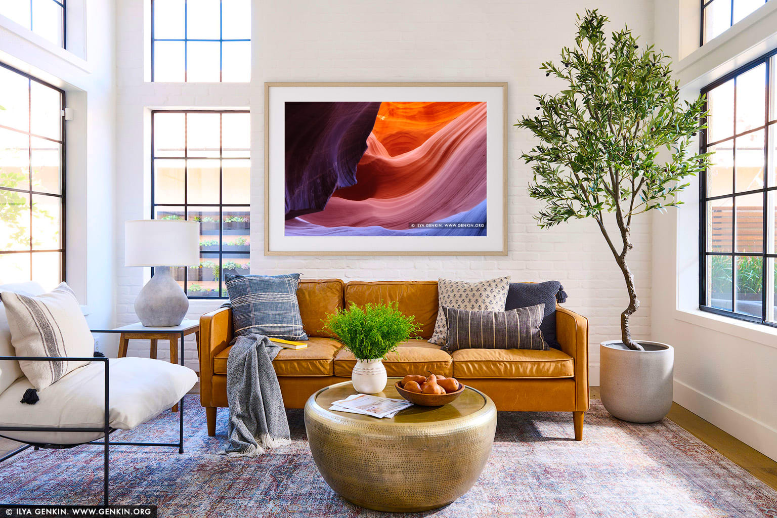 Vivid Colors of the Lower Antelope Canyon wall art in a luxury living room interior