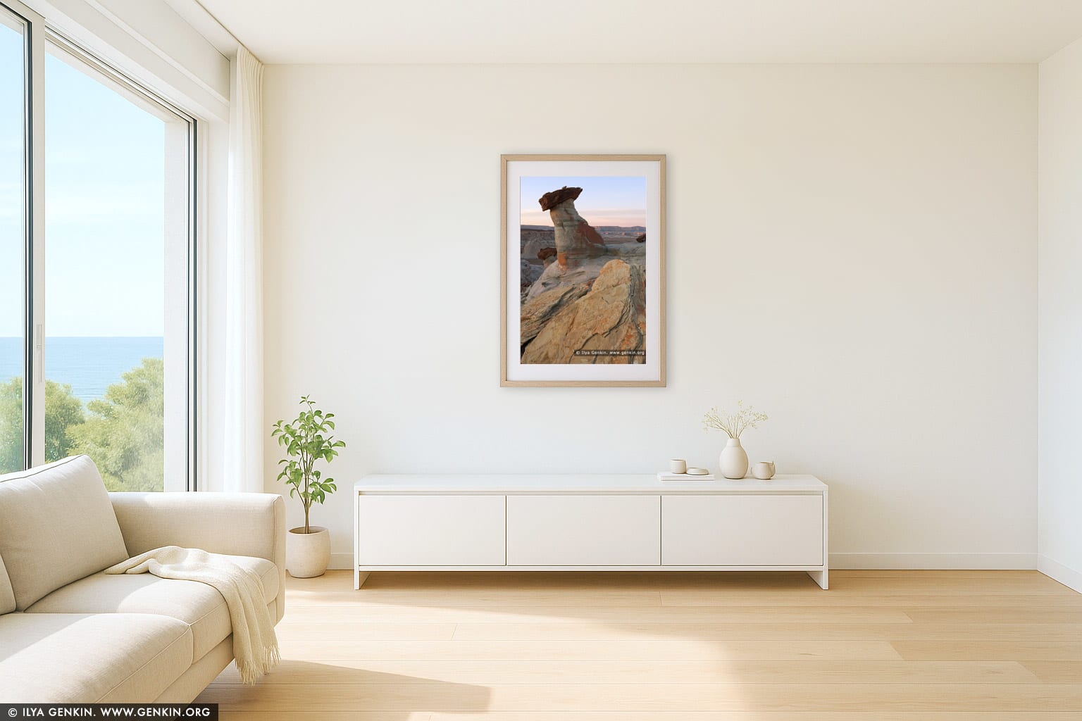 Hoodoos at Dusk wall art in a luxury living room interior