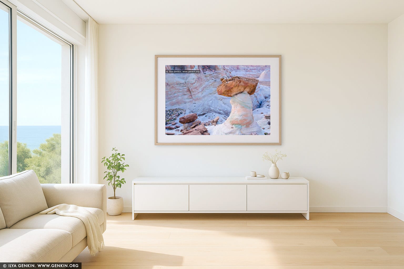 Stud Horse Point Hoodoos at Dusk wall art in a modern living room interior