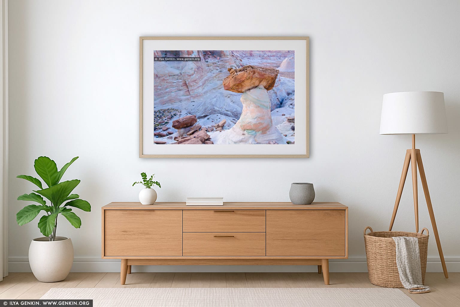 Stud Horse Point Hoodoos at Dusk wall art in a contemporary living room interior