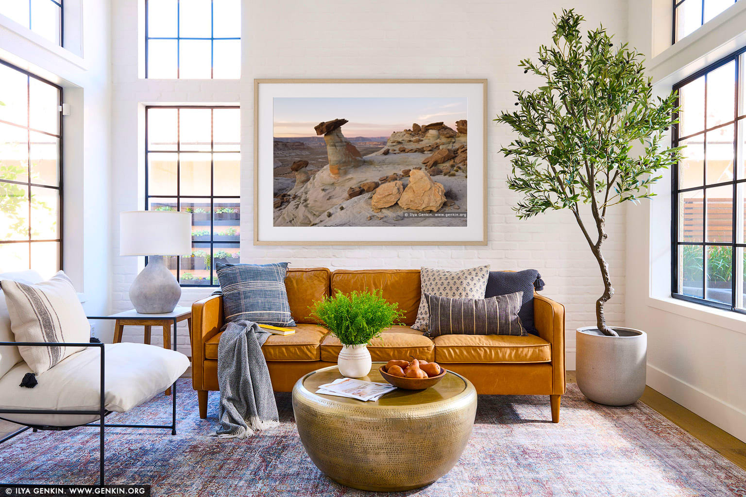 Stud Horse Point Hoodoos at Twilight wall art in a contemporary living room interior