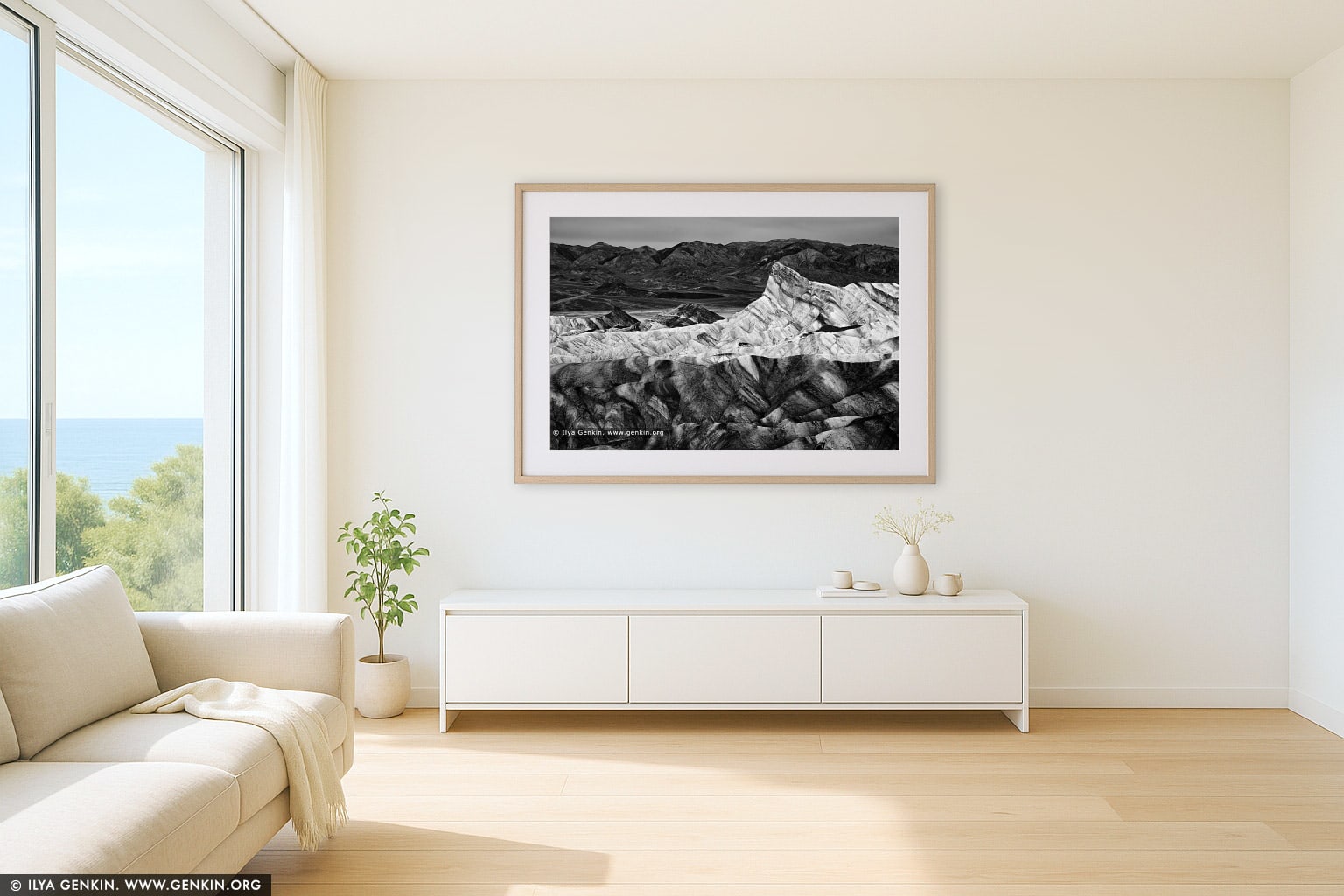 Zabriskie Point wall art in a minimalist living room interior