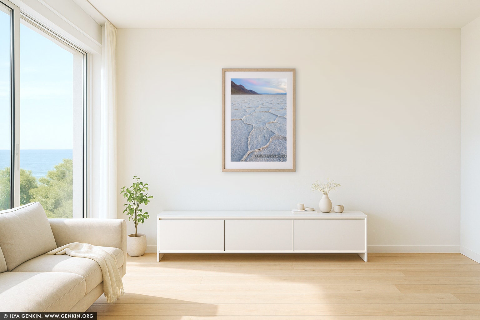 Badwater at Twilight wall art in a contemporary living room interior