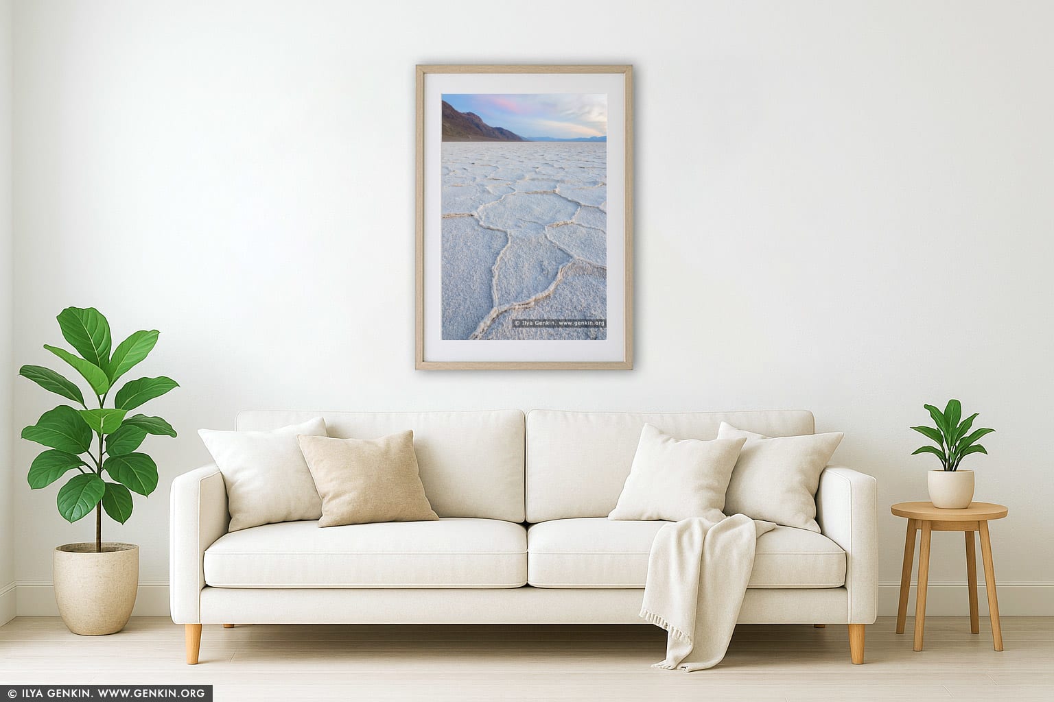 Badwater at Twilight wall art in a modern living room interior