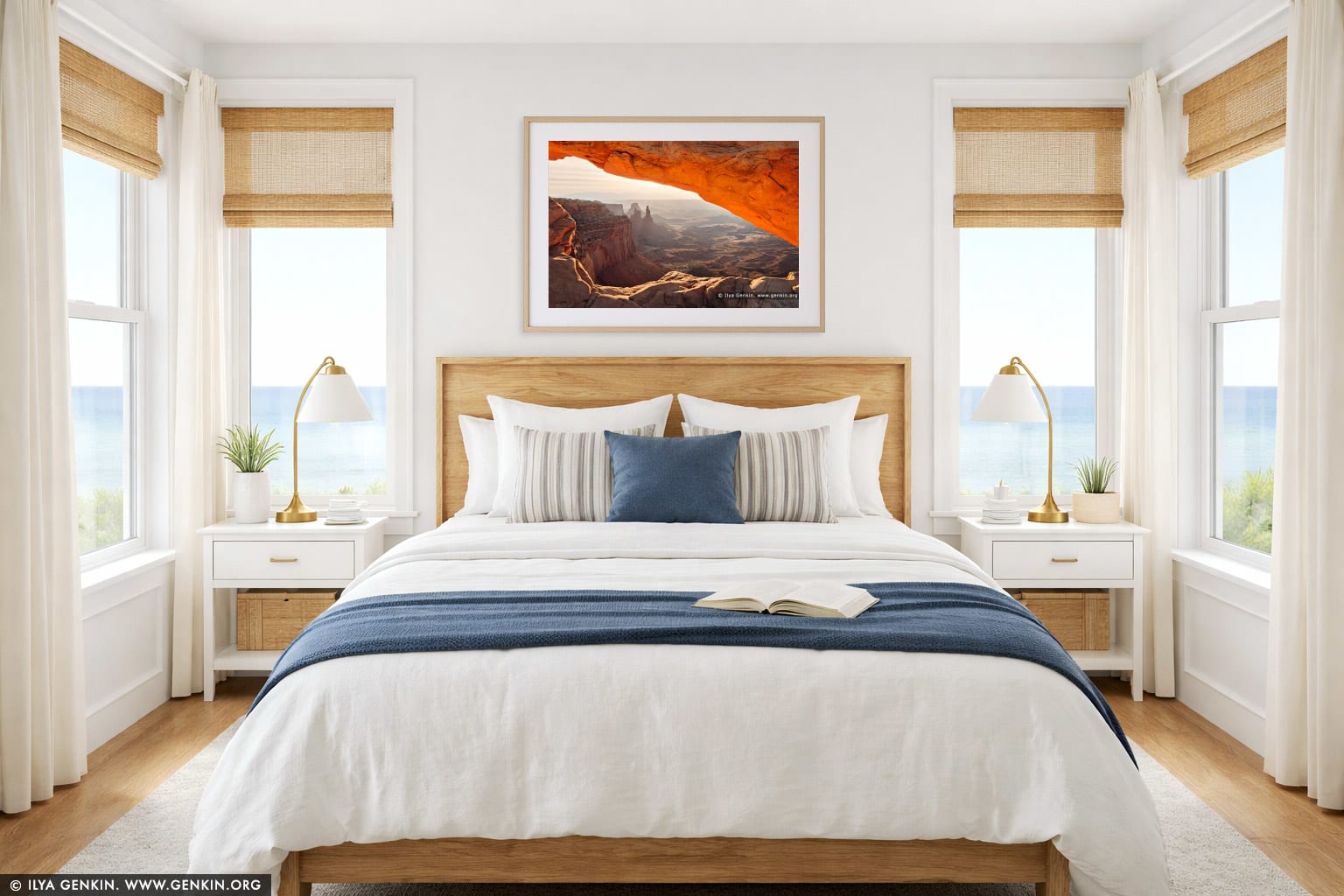 Mesa Arch at Sunrise wall art in a bedroom interior