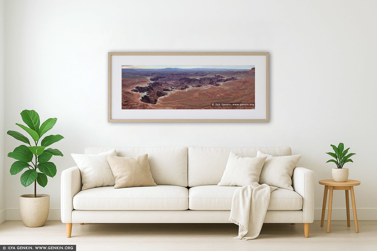 Monument Basin at Sunrise wall art in a minimalist living room interior