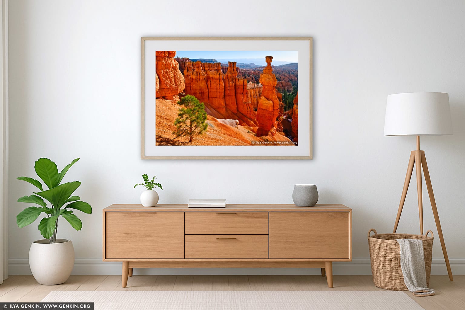 Sunrise at Thor's Hammer wall art in a contemporary living room interior