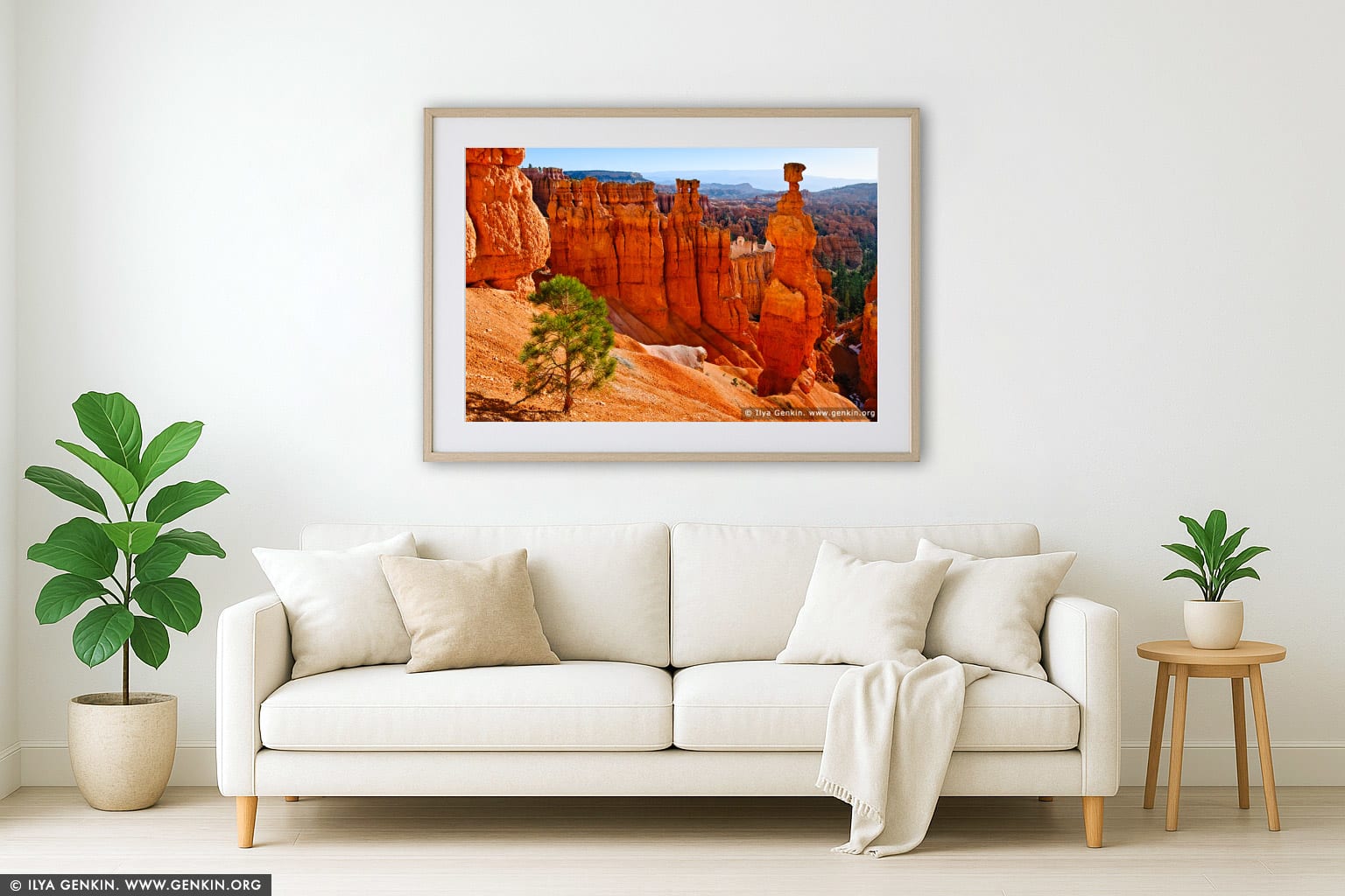 Sunrise at Thor's Hammer wall art in a luxury living room interior
