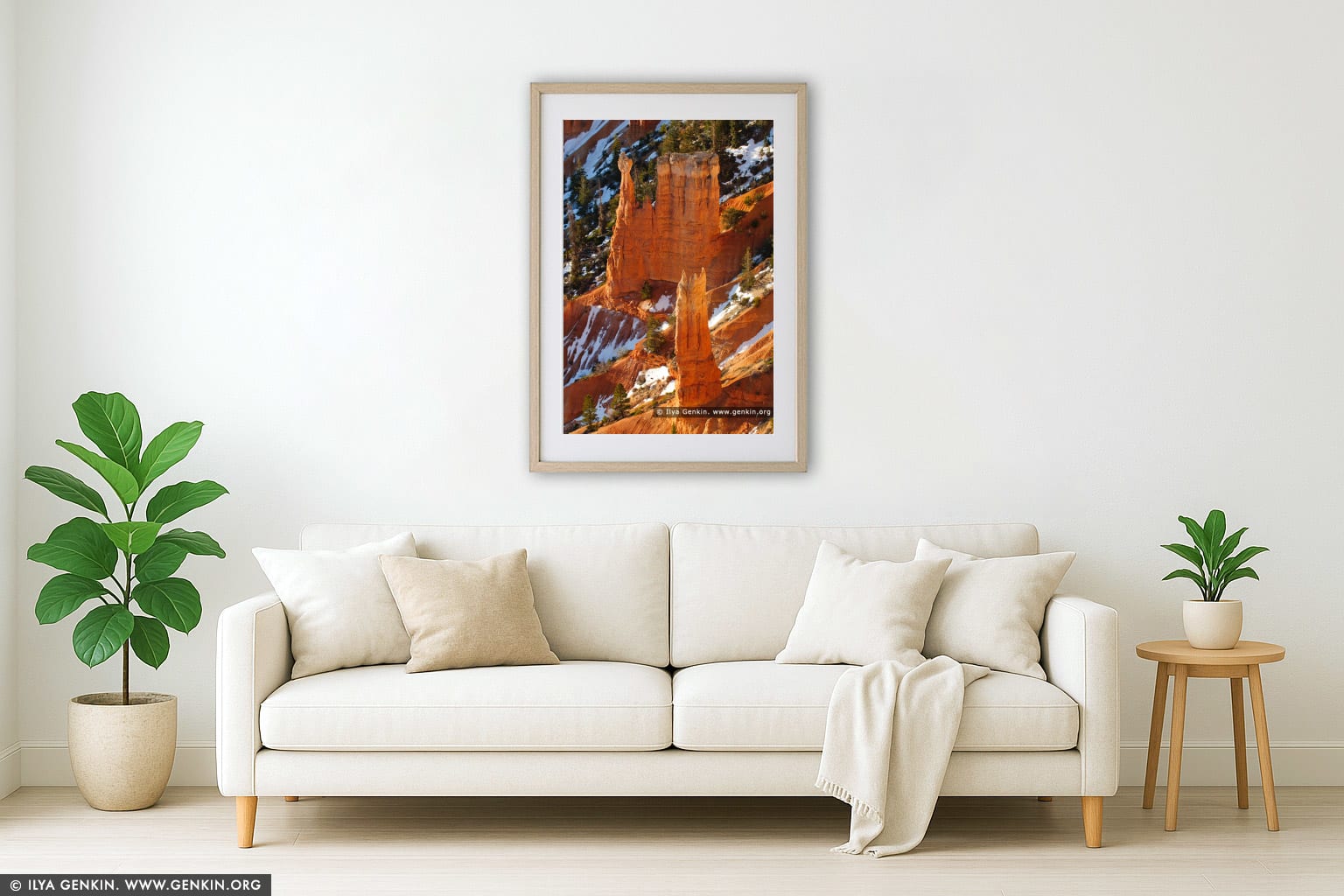 Bryce Canyon Hoodoos at Sunrise wall art in a modern living room interior
