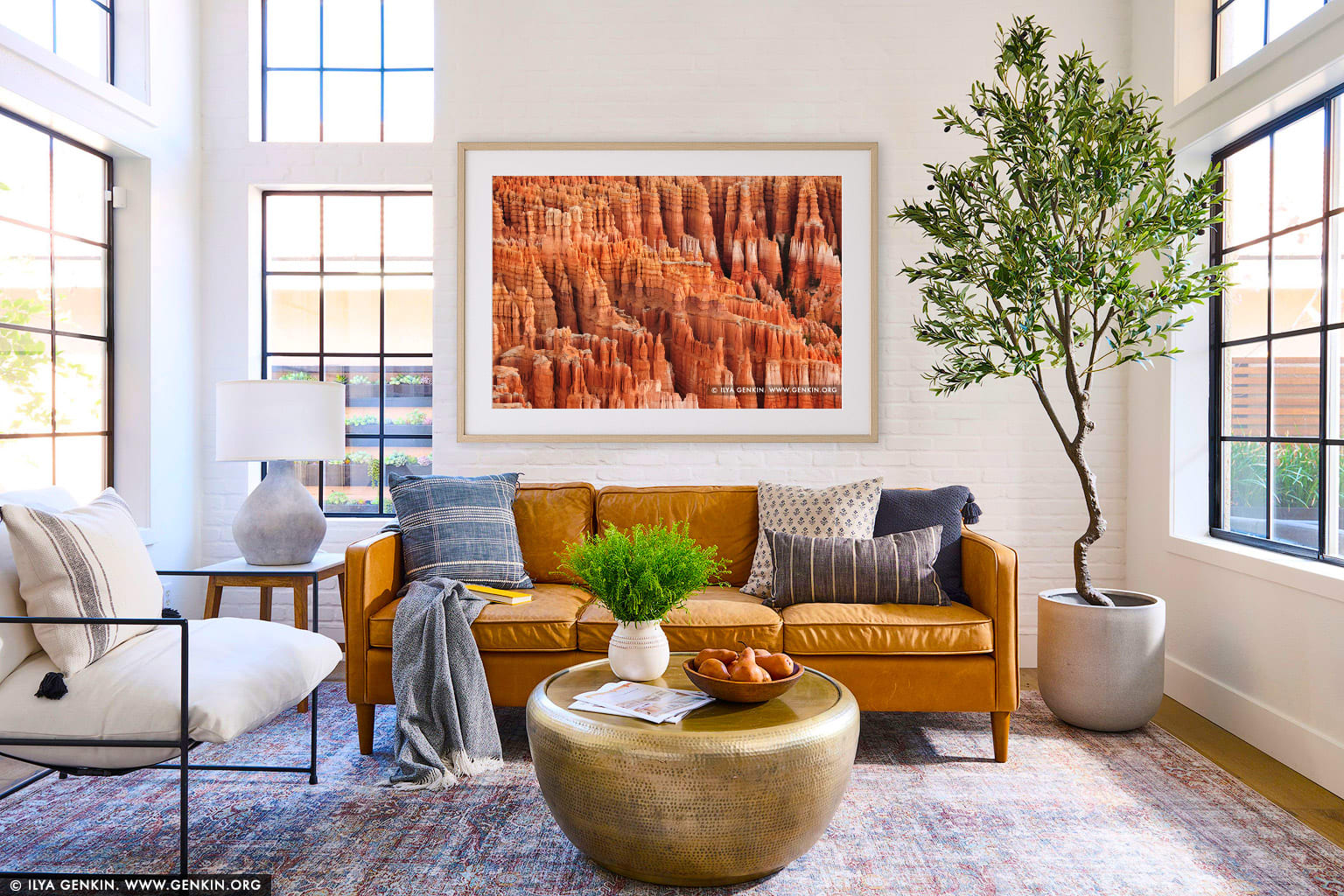 Hoodoos Formations of the Bryce Canyon wall art in a luxury living room interior