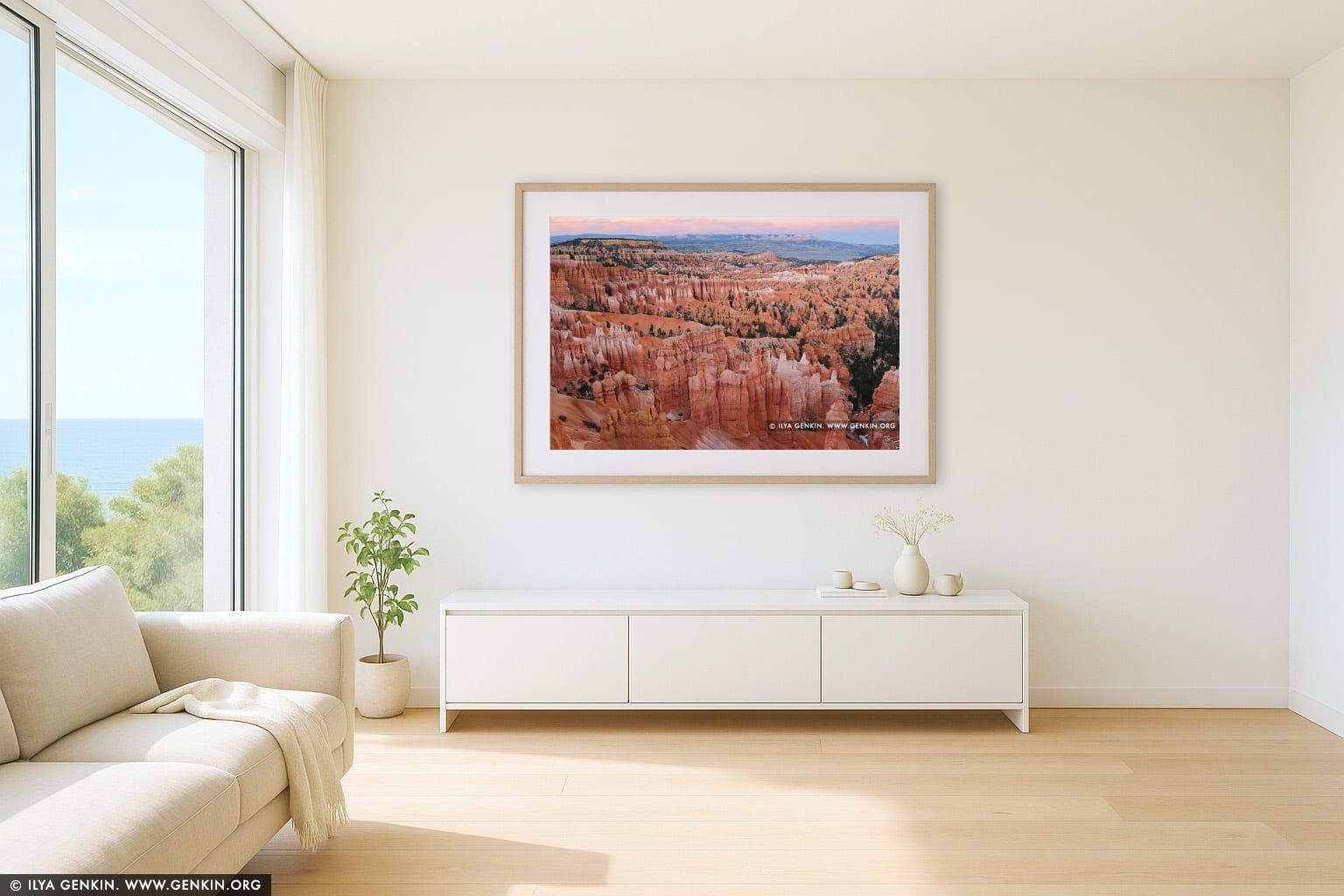 Bryce Canyone at Sunrise wall art in a modern living room interior