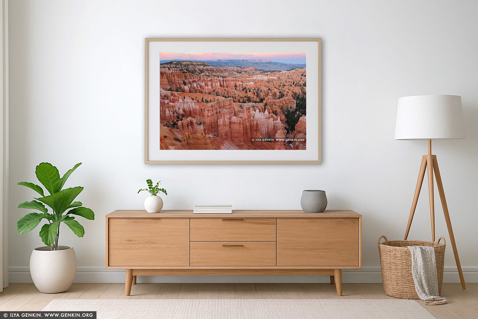 Bryce Canyone at Sunrise wall art in a contemporary living room interior