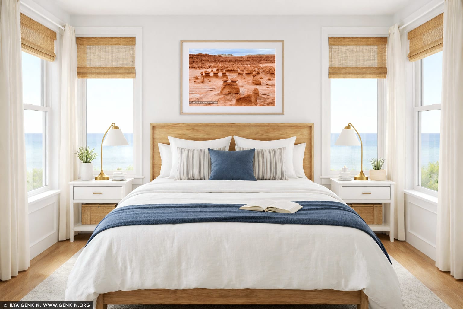 Field of Hoodoos at Goblin Valley wall art in a bedroom interior