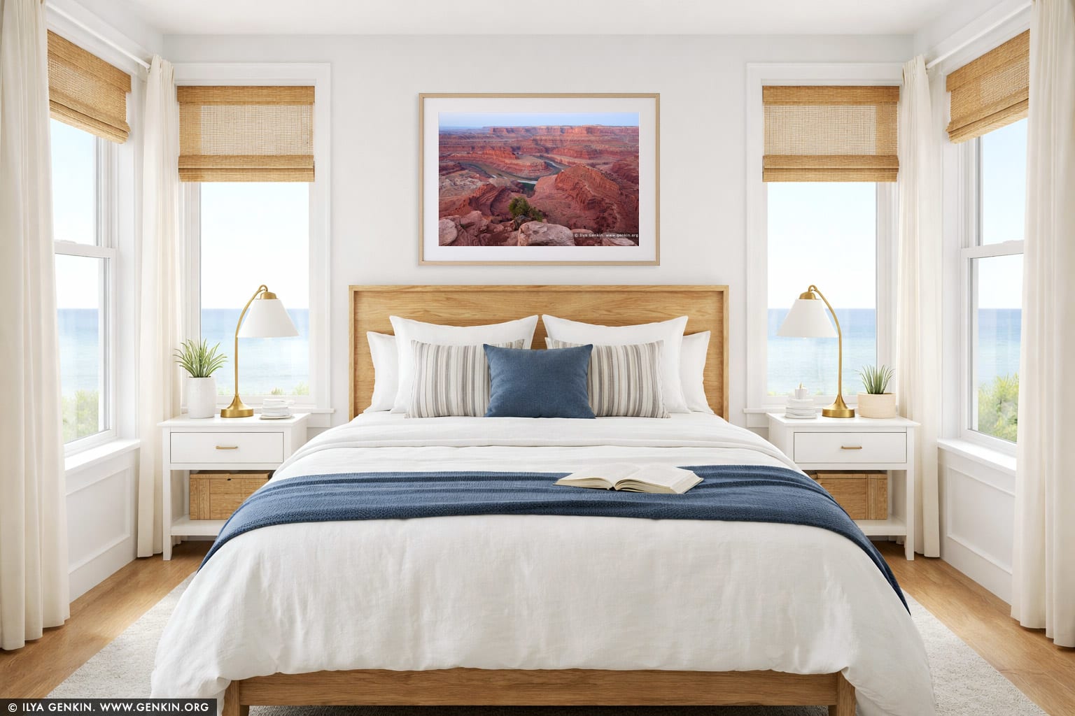 Dawn at Dead Horse Point wall art in a bedroom interior