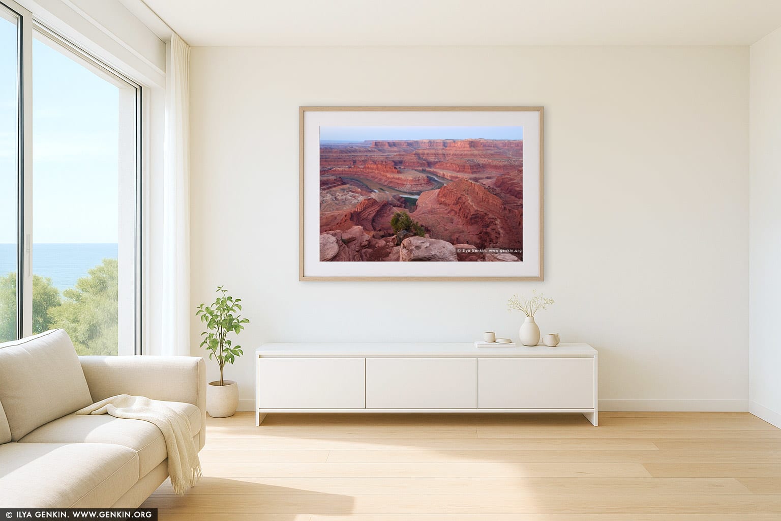Dawn at Dead Horse Point wall art in a modern living room interior