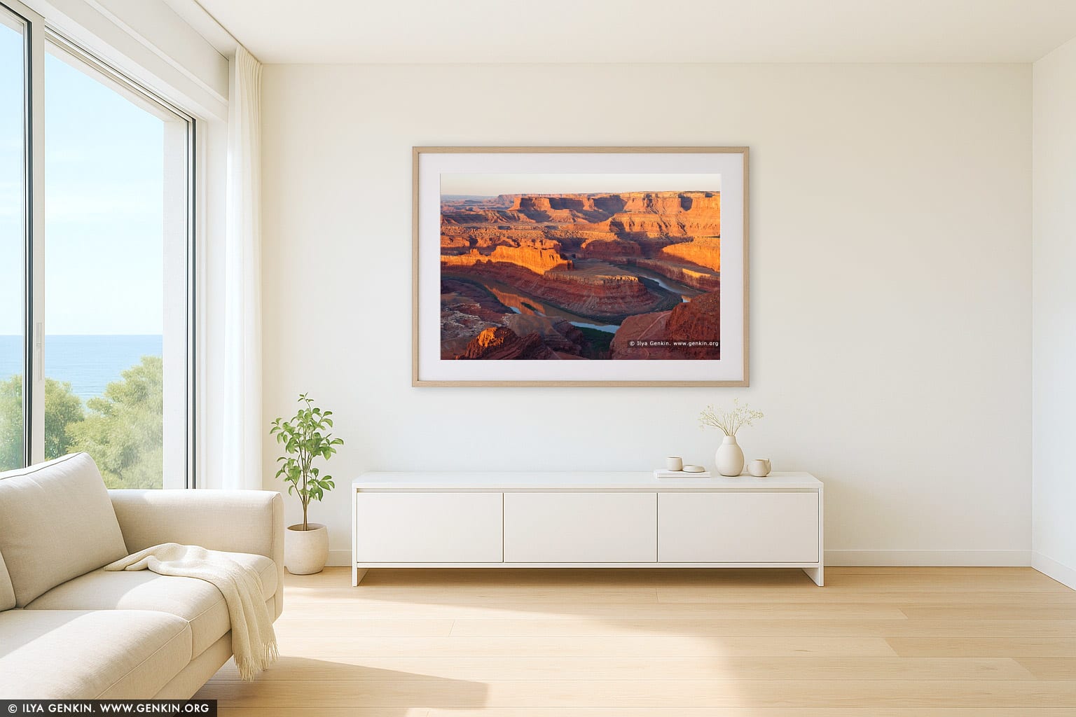 Dead Horse Point at Sunrise wall art in a contemporary living room interior