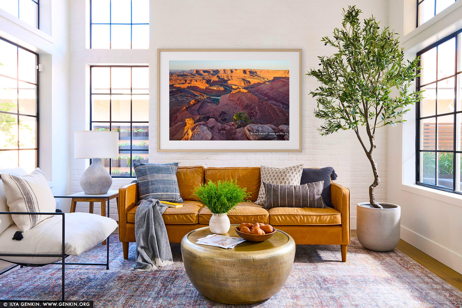 Colorado River and Canyonlands From Dead Horse Point Overlook wall art in a minimalist living room interior