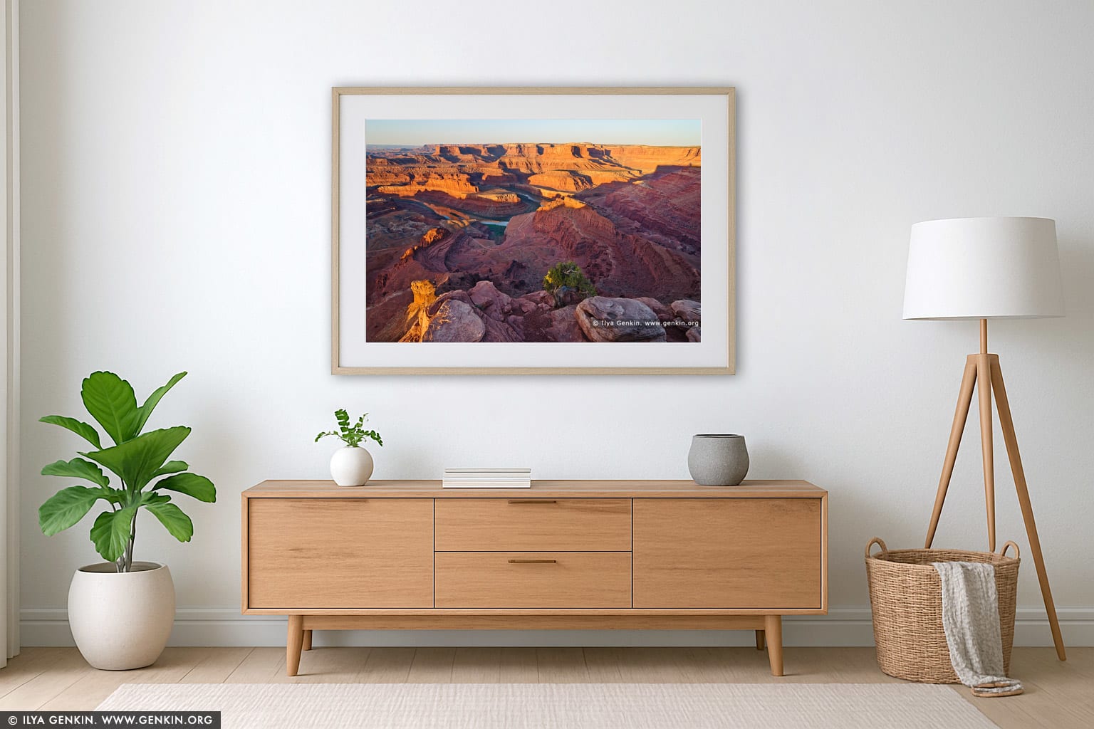 Colorado River and Canyonlands From Dead Horse Point Overlook wall art in a luxury living room interior
