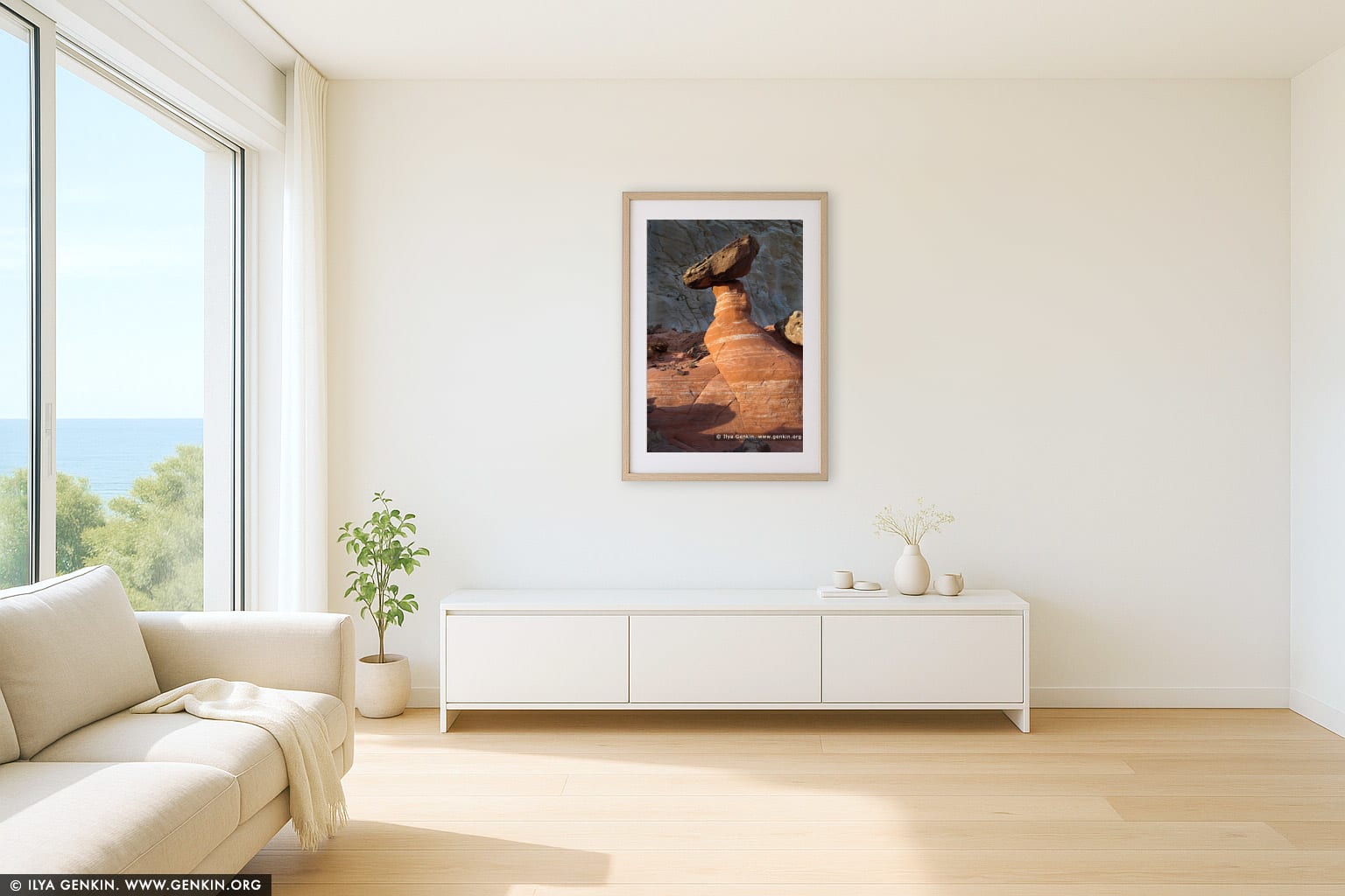 Paria Rimrocks Hoodoos wall art in a minimalist living room interior