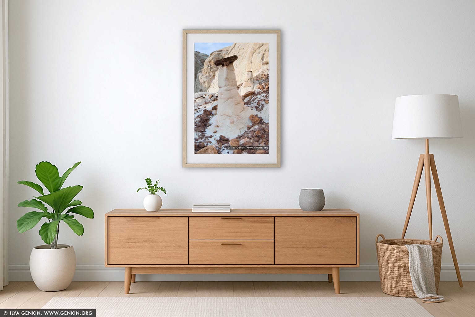 Paria Rimrocks Hoodoo at Sunset wall art in a modern living room interior