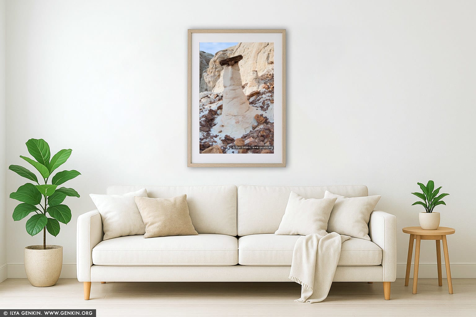 Paria Rimrocks Hoodoo at Sunset wall art in a minimalist living room interior