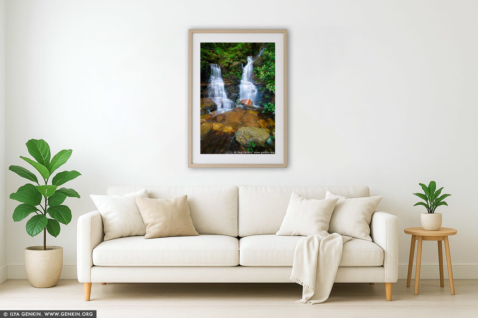 Lodore Falls wall art in a luxury living room interior