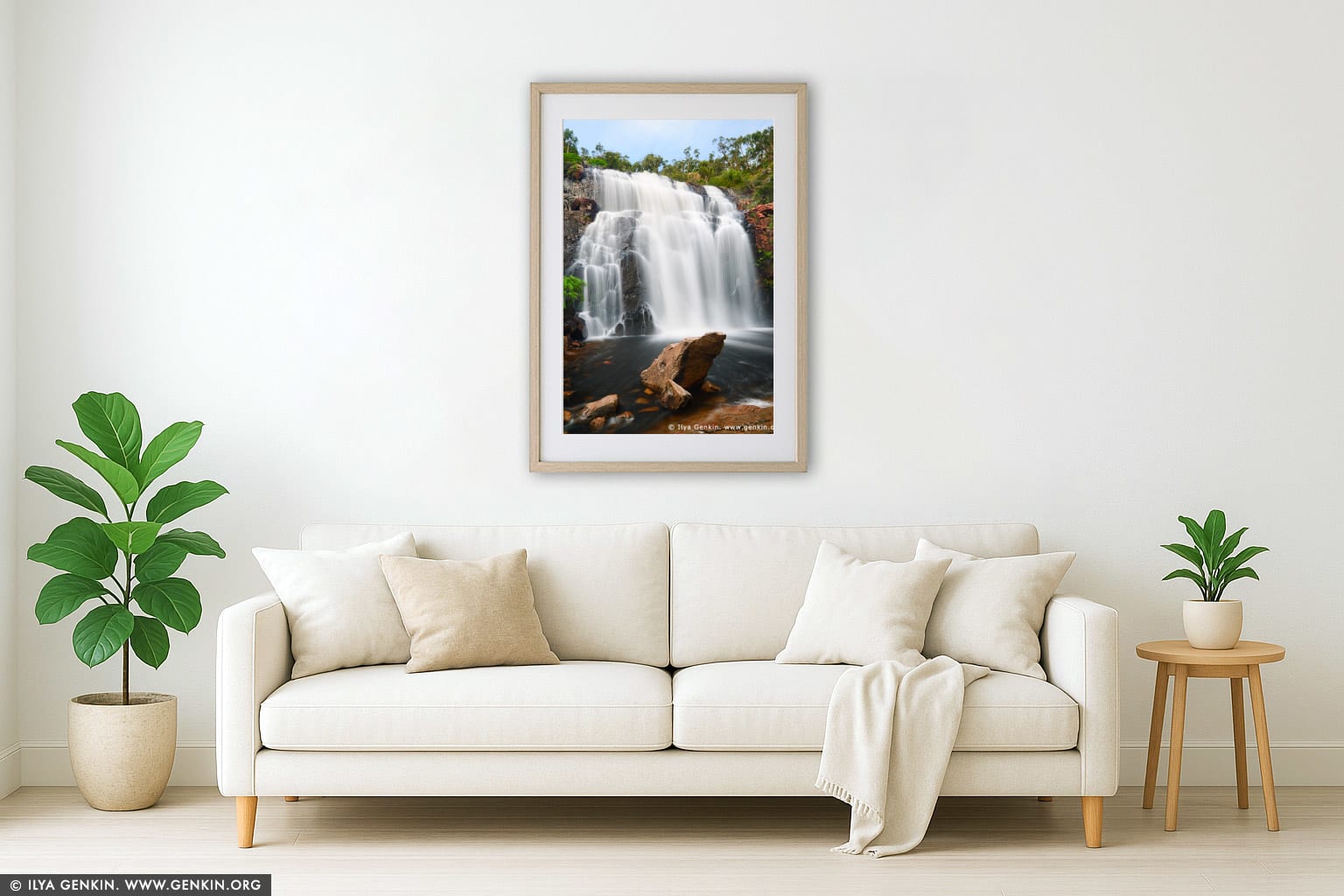 MacKenzie Falls wall art in a modern living room interior